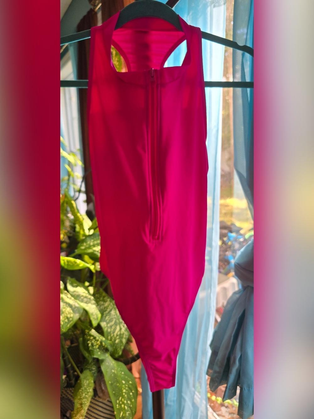 Fashion Nova Women's Hot Pink One-Piece Swimsuit with Front Zip